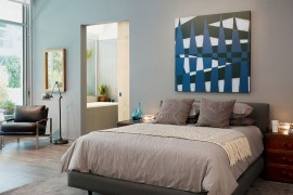 Simple way to add wall art to the modern bedroom [Design: Incorporated]