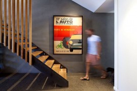 Smart wooden staircase with slats