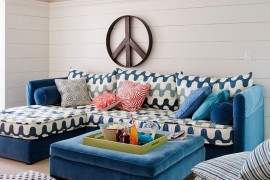Splash of blue for the beach style living room