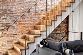 Staircase offers a blend of contrasting textures and materials