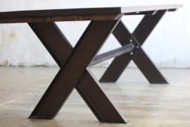Steel and wood trestle table from Etsy shop James + James