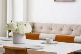 Trestle table with natural bronze base from BDDW