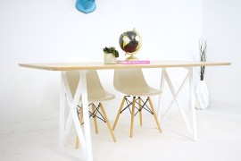 Wood and steel trestle table from Modern Cre8ve