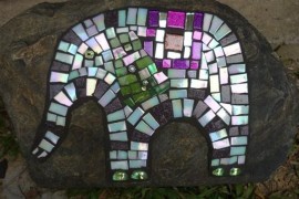 Animal mosaic on upcycled CD