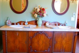 Ravishing antique sideboard upcycled into a bathroom vanity