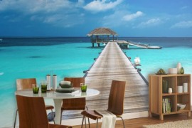 Dine next to the beach indoors with this stunning wall mural!