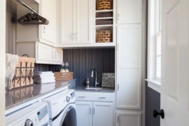 Touch of beadboard magic for the small laundry room