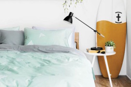 bedroom surfboard stood up 8