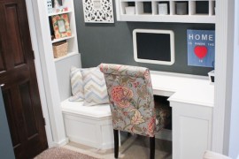 Closet office space with built-in reading nook