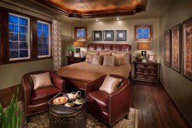 Leather surfaces bring style and ergonomics to the bedroom