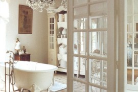 French doors bring class and beauty to the relaxing bathroom