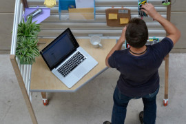 Touch of greenery added to the standing desk