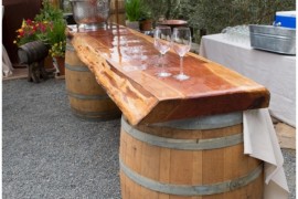 Wine barrels used to shape outdoor dining