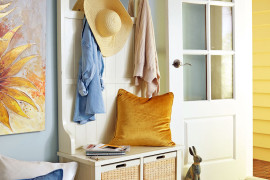 Alcott hall tree bench in antique white