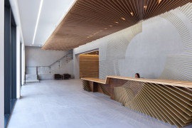 Ampersand art installation reception desk