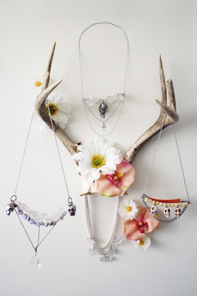 Antlers used to hold jewelry