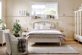 Backdrop sets the mood for cozy, serene IKEA bedroom!