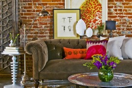 Classic Chester Sofa coupled with curated, vintage decor and smart lighting