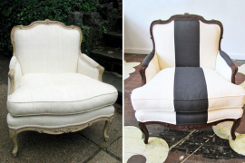 Creating a classic black and white armchair from a discarded old chair