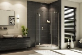 Contemporary frameless glass corner shower design