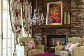 Drapes and rug add to the floral pattern in the room [Desgn: CIH Design]