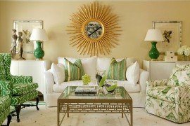 Elegant living room in grass green and gold from Hickory Chair