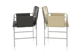 Envelope chair with leather upholstery