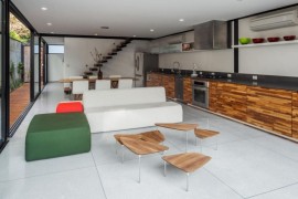Extra large floor tile in a modern living room
