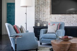 Fabulous eclectic living room with a soothing ambiance [Design: Wolfe Rizor Interiors]
