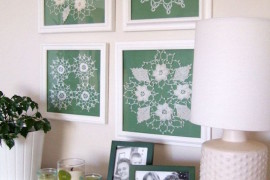 Framed doilies as wall art