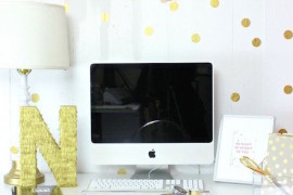 Gold confetti-style polka dot wall decals for home office