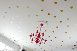 Gold polka dot decals on the ceiling