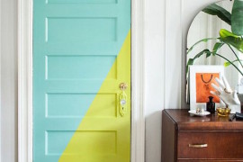 Gorgeous door color blocking with teal and bright green paint