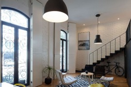 Gray industrial style pendant lighting in the living space