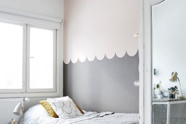 Gray wave design wall color blocking
