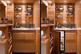 Home bar for the basement is all about smart, space-saving solutions