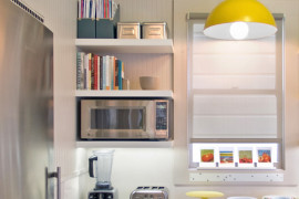 Kitchen cupboares swapped out for shelving