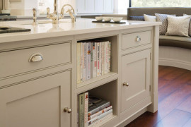Kitchen island cookbook shelf