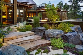 Landscape around the homemelts into the exterior deck creating a seamless fusion