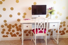 Large gold polka dot wall decals for home office