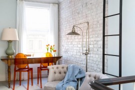 Light and airy whitewashed brick wall