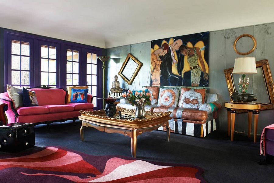 Love the use of empty god frames in this eclectic LA living space [Design: Unconscious On Canvas]