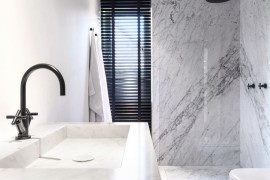 Modern bathroom with a marble shower
