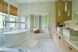 Modern bathroom with large floor tiles