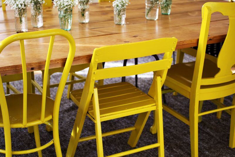 Painted dining room chairs from A Beautiful Mess