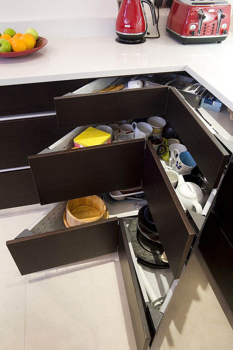 Simple Kitchen Cabinet Corner Drawers for Small Space