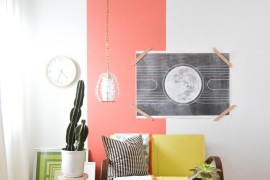 Pink rectangular shape painted on one area of wall