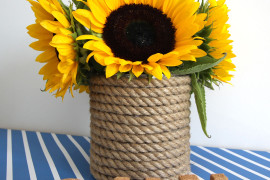 Rope Wrapped Vases DIY Sunflower and Stripes