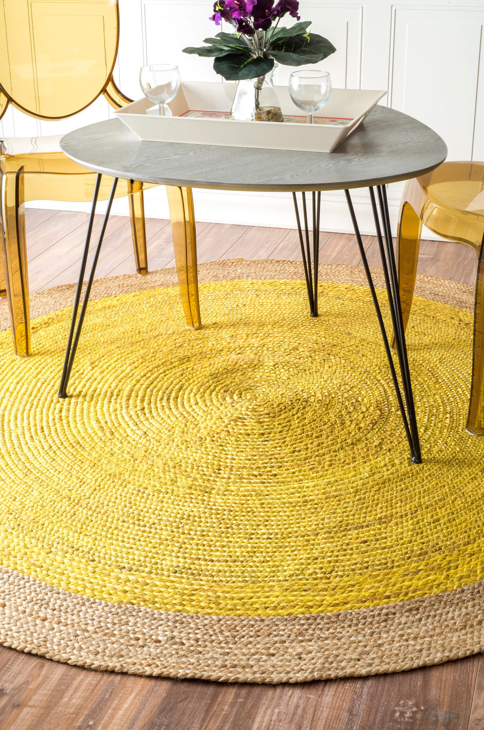 Round yellow nuLOOM rug from Overstock