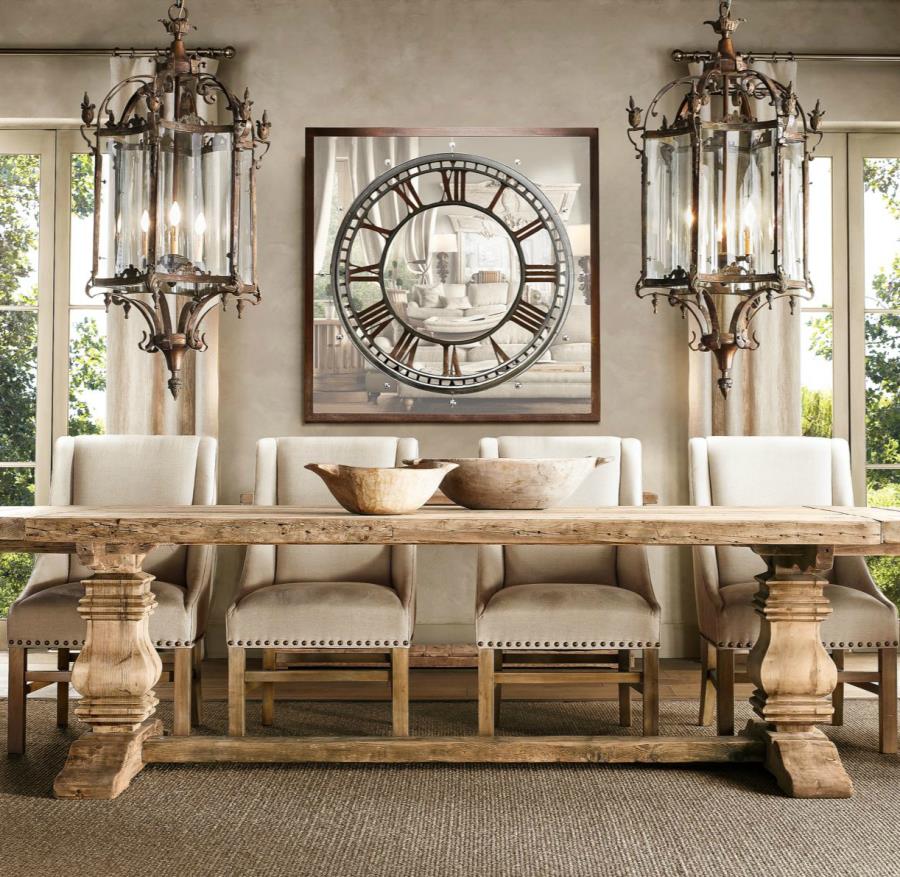 Salvaged wood trestle table from Restoration Hardware - Decoist